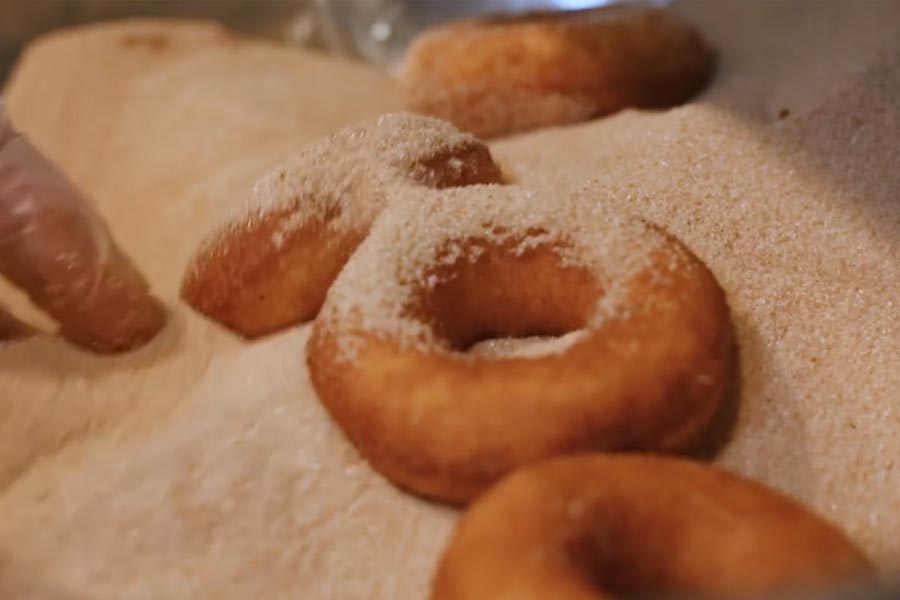 Cider Donuts coated with cinnamon sugar